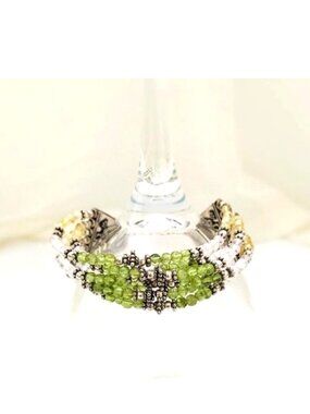 Natural Peridot (br13) Citrine Topaz Bracelet 925 Silver 6-strand S Clasp